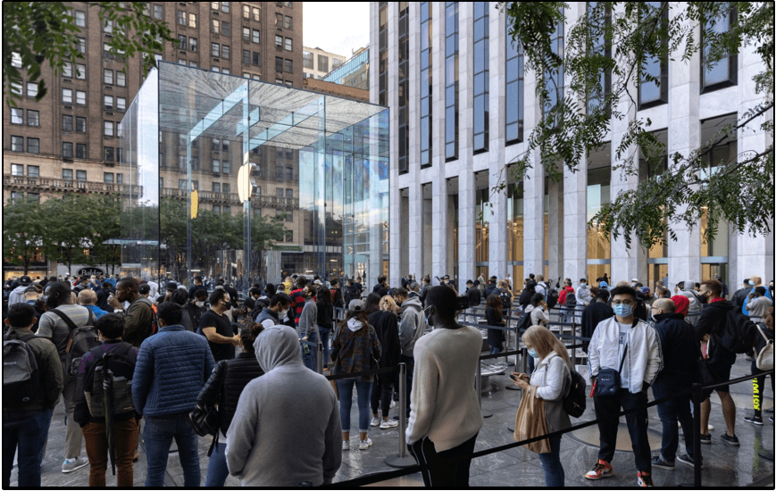The line at an Apple store in New York