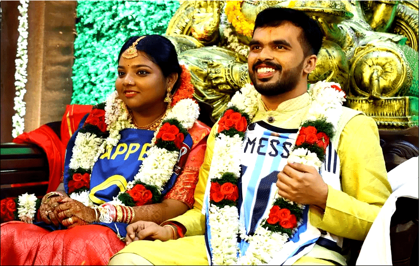 Indian Couple in France, Argentina Football Shirts