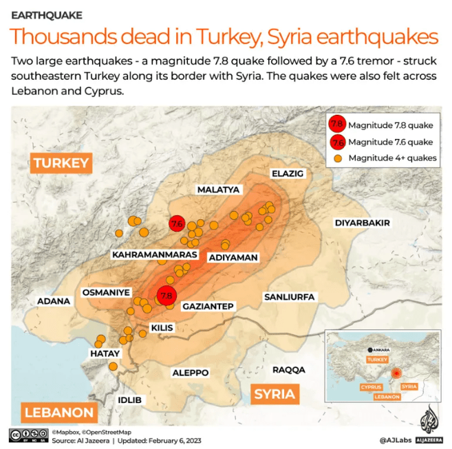 Death Toll Tops 4,000 after Earthquakes in Turkey and Syria